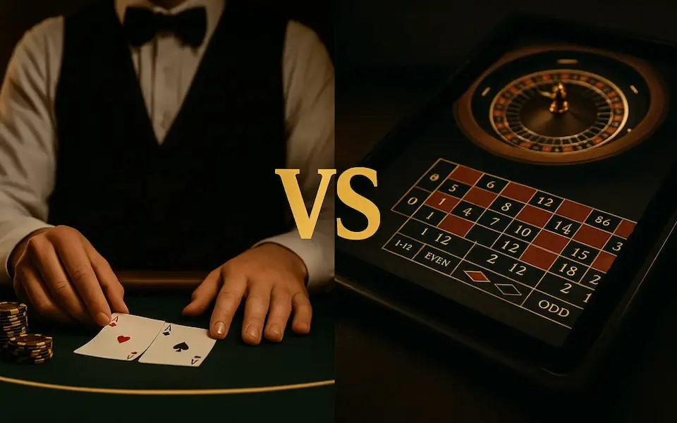Difference between live dealer games and RNG table games